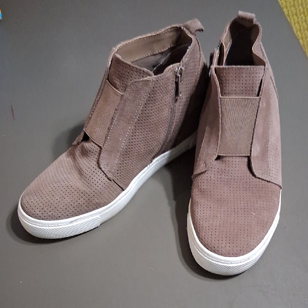Steve Madden Taupe Perforated High-Top Sneakers